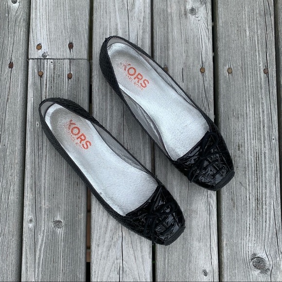 Michael Kors Black Snakeskin Ballet Flats - Picture 2 of 7